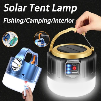 Фенер туристически светлини акумулаторна електрическа крушка Слънчева туризъм батерия туризъм спасителна лампа със слънчева палатката със светлина