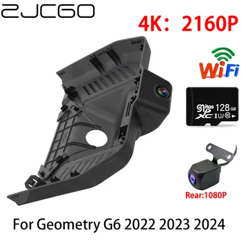 ZJCGO 4K Автомобилен видеорекордер Dash Cam Wifi Предна камера за обратно виждане 2 обектив 24 Монитор за паркиране за Geometry G6 2022 2023 2024