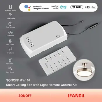 SONOFF IFan04 умен вентилатор на тавана Контролер ключа на светлината, ESP WiFi Поддръжка на управление на RM433 Алекса Google eWeLink Alice домашен помощник