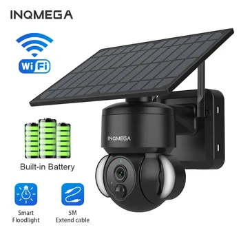 INQMEGA WIFI PTZ Камера със слънчев Панел, Батерия, Защита за Сигурност, Видеонаблюдение, Разкриването на PIR Ден и Нощ, Цветен