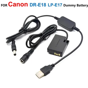 DR-E18 LP-E17 Фалшив Батерия + USB Кабел Power Bank АСК-E18 Зарядно Устройство За Canon EOS 200D II Бунтовник SL2 SL3 R10 T6s T7i T8i Kiss X8i X9