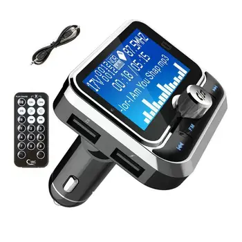 Автомобилен FM трансмитер с дистанционно управление LCD Bluetooth Zender Bluetooth двойна модулатор Fm плейър Предавател FM MP3 USB авто Y7P6