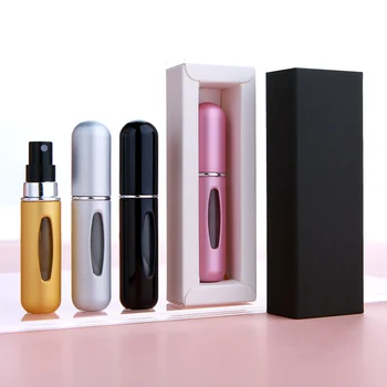 50 бр./лот, 5 мл за многократна употреба флакон за парфюм с предавателна кутия, преносими празни флакони-опаковки, козметични контейнери за пътуване