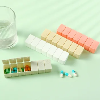 Седмично кутия за хапчета, пътен калъф за съхранение на лекарства, органайзер, контейнер за лекарства, опаковка на хапчета, пластмасови дискове решетка