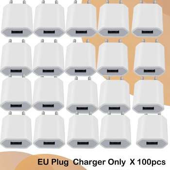 100 бр./лот ЕС щепсел 5 В 1A USB зарядно устройство AC домашен стенен захранващ адаптер за Samsung за мобилни телефони на HTC, Huawei, Xiaomi