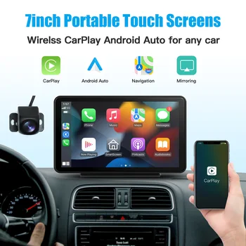 Универсален 7-инчов авто радио, мултимедиен плейър, безжичен Carplay и автоматично сензорен екран на Android за автомобили Nissan Toyota