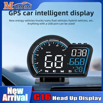 G16 Авто HUD Дисплей на GPS Централен Дисплей Автомобилен Сензор за измерване на Скоростта Км/ч КМ/ч Часовници Функция Аларма за Превишаване на скоростта Автомобилни Електронни Аксесоари