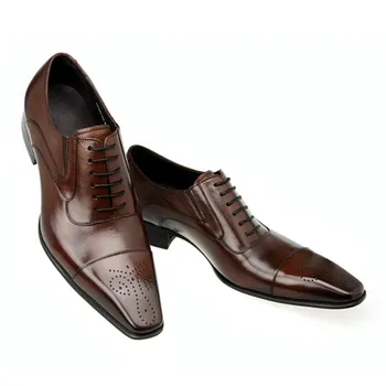 Мъжки модел обувки с квадратни пръсти в стил броги, британска ежедневни обувки, мъжки обувки дантела, обувки за сватба