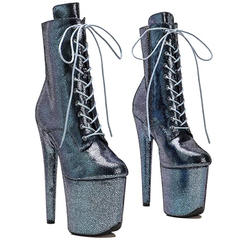 Leecabe Дамски обувки за дискотеки на платформата 20 см/8 инча от естествена кожа на висок ток за танци на един стълб