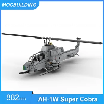 MOC Строителни Блокове AH-1W Super Cobra Модел САМ да Събере Тухли Самолет Образователен Транспорт, Детски Играчки, Подаръци 882 бр.