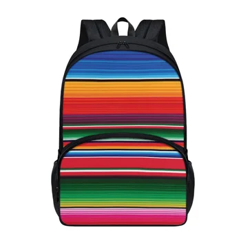 FORUDESIGNS Училищни чанти на мексиканската култура, модерни цветове, раници, ученически чанти с множество джобове, двоен цип, чанта за книги, органайзер