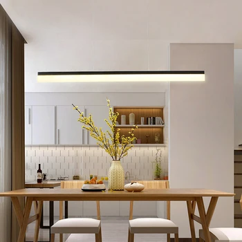 JMZM модерен led окачен лампа, дълга полилей, черно-бял прост окачен лампа за бар, офис, заведение, на вътрешното осветление на хола