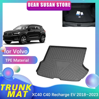 Авто специална подложка за задния багажник Volvo XC40 C40 Recharge EV 2018 ~ 2022 2023, подложка за тавата за съхранение, непромокаема подложка за пода, аксесоари за стая