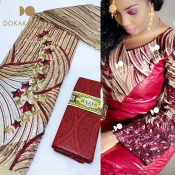 2023 Ново записване, 2,5 + 2,5 ярд, леген Riche с пайети, сетчатое дантела за гвинейских нигерийски сватбени елегантни женски рокли, материал