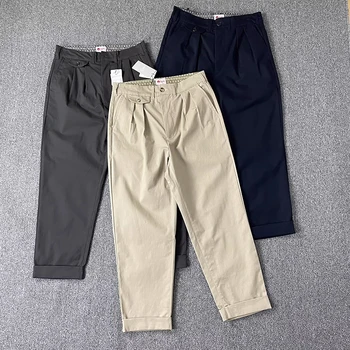 ГРЕДИ, Японски памучни панталони за работно облекло, Японски свободни зауженные панталони с двойна складкой, червено въже, реколта разнообразни ежедневни панталони