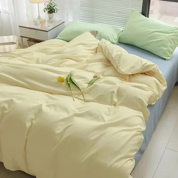 2023 Модерен висококачествен приятен за кожата обикновен домашен текстил, спално бельо, чаршаф, калъфка за възглавница, стеганое одеяло, калъфка за възглавница, покривка