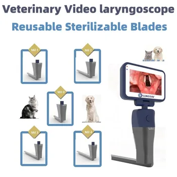 Ветеринарен видеоларингоскоп, за многократна употреба стерилизуемые нож, цветен TFT LCD с 5 остриета от неръждаема стомана, допълнително