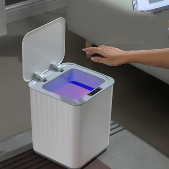 Умен акумулаторна сензор кофата за боклук, Кухня, Баня с тоалетна кофа за боклук Автоматична индукционная водоустойчив кошница за съхранение с капак