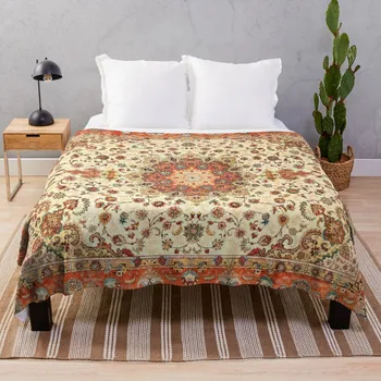 Оранжев килим в традиционен източен марокански стил с арт дизайн. Луксозно пледовое одеяло St