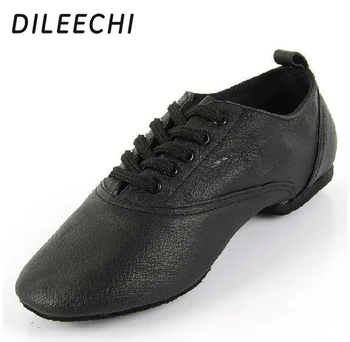 Танцови обувки DILEECHI от естествена кожа, мека подметка, съвременни танцови обувки, джаз обувки от свинска кожа голям размер