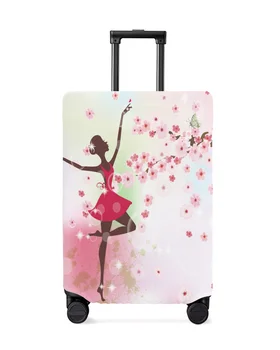 Момиче-балерина, розово цвете, пеперуда, пътна чанта за багаж, еластичен калъф за багаж, чанта за куфара, прахоустойчив, калъф, аксесоари за пътуване