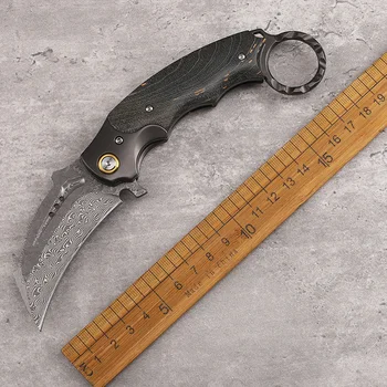 Сгъваем нож от дамасской стомана VG10, инструменти за нощуване на открито, EDC Инструменти