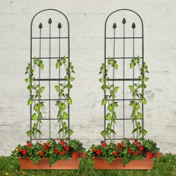 2 елемента Класическа черна градинска решетка за увивни растения, Градинска решетка за рози