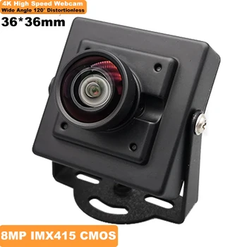 8MP 4K IMX415 Сензор с Висока Скорост 30 кадъра в секунда Широка Уеб Камера 120 Градуса, Без Изкривяване UVC USB Камера с мини-Метален корпус, 36*36 мм