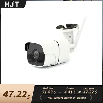 HJT 5.0 MP, WIFI IP Камера Аудио H. 265 Слот за SD-карта Камера за Видеонаблюдение, Бяла 2IR за Нощно Виждане Onvif 2.4 Ultra Външна Камера за Сигурност
