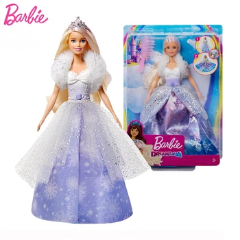 Оригиналната Кукла Барби Dreamtopia Ice Snow Fashion Reveal Играчки за Момичета Принцеса Барби Светлите Розово Коса Граница Специално Предложение за Подарък