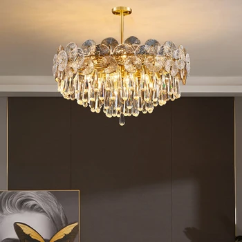 Интериор на стаята Led художествена полилей, висящ лампа Съвременен творчески Луксозен кристален таван Хол Ресторант Хотел Кристал