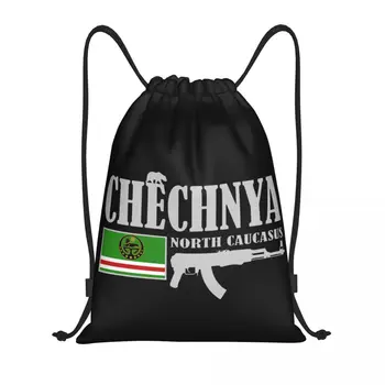 Обичай чанти-раници с завязками за чеченски бойци, женски Мъжки леки чанти с чеченским флага, спортни чанти за фитнес, чанти за пътуване
