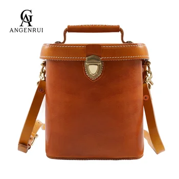 ANGENGRUI, луксозна кожена дамска чанта ръчна изработка на едното рамо, модерен кофа през рамо