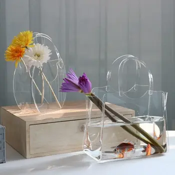 Акрилна чанта, ваза, креативна прозрачна гидропонная ваза, тенис на малък аквариум, саксии за цветя, модерен уличен подпори