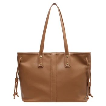 Една проста черна чанта-тоут, дамска чанта за през рамото от изкуствена кожа, чанта с голям капацитет, модерна однотонная чанта с дръжка за пазаруване, дамски чанти-тоут