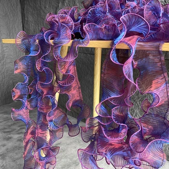 Плат с ширина 100 см x 5 см, лилаво разноцветни дантелени аксесоари, с наклон, плиссированная вълна, творческа декоративно рокля ръчна изработка 