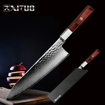 XITUO Японски 67-слойный кухненски нож от дамасской стомана, ножове готвач, секира за рязане, нож ръчна изработка, нож Сантоку, инструмент за готвене