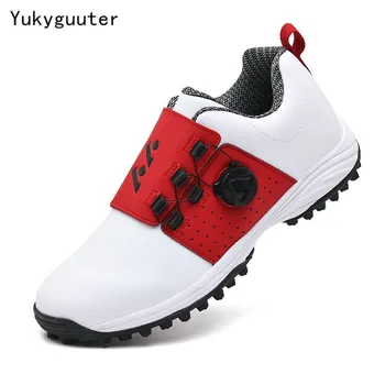 Мъжки обувки за голф Водоустойчива кожа спортни обувки за голфъри Маратонки за голф с бърза шнур удобни Дамски маратонки за голф