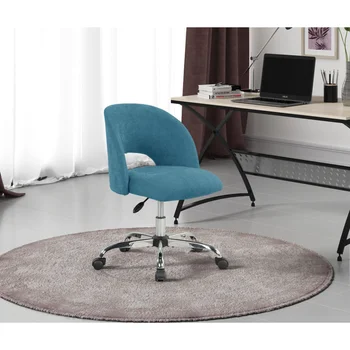 Офис стол с отворена облегалка, осеян с кърпа, на колела, компютърен стол