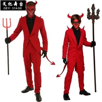 Възрастен в лошо червено, с качулка, костюми демон на злото, униформи за cosplay, халати за баня, облекла за cosplay, страшни костюми на Хелоуин
