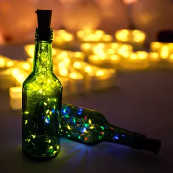Струнен лампа, украса за сватба в градина, Коледно парти, венец, бутилка вино, медна тел, светлинен панел, led накрайник за бутилки вино, страхотна лампа