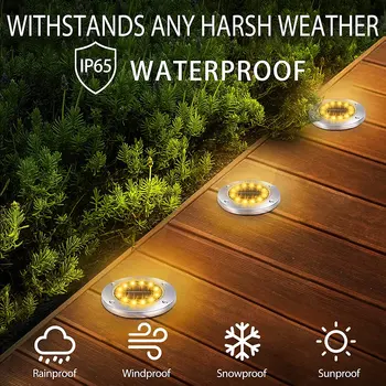 12 led непромокаеми градински фенери Външни ярки наземни соларни панели, локално украса за преминаване пейзаж осветление