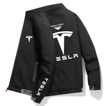 Пролет-есен яке Tesla, мъжки тренч, яке с цип, ежедневно яке с логото на Tesla Motor, модни покупки на открито