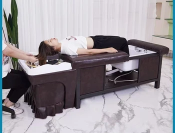 тайландски легло за шампоан с вана за крака за спа-легло модерен салон-магазин фотьойл-легло за измиване на шампоан