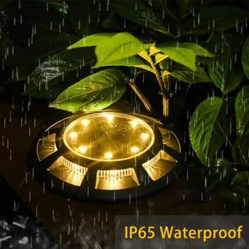 Открит надземен лампа на слънчеви батерии Водоустойчива IP65 led 16 заглубленных тела на палубата, в двора, на алеята, на пистата, в тревата, за украса на градината, лампа