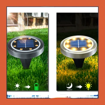 Наземни светлини на слънчеви батерии IP65, водоустойчив външен led диск за градината, нескользящий озеленяване слънчев led лампа, външна лампа