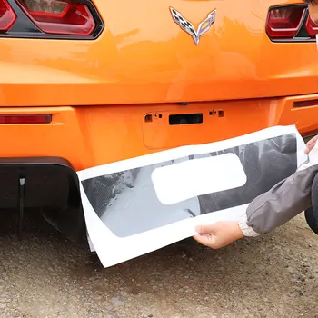 За Chevrolet Corvette C7 2014-2019 PVC Черен/карбон Покритие на Задния Регистрационен номер на Автомобила на Стикера на Аксесоари за Автомобили