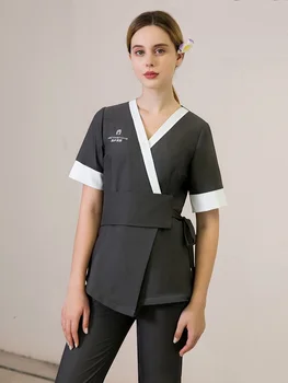 Работно облекло техника дамски 2023 пролетта и лятото Новата висококачествена униформи за салон за красота, СПА-център, здравен клуб, работно облекло, комбинезони за медицински сестри