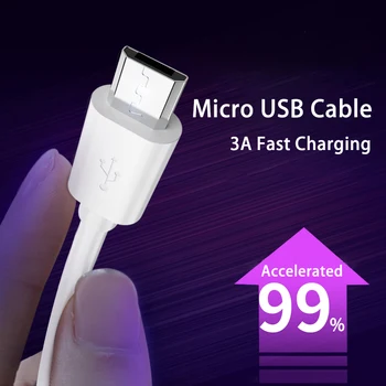 3A Бързо зареждане Micro USB кабел за Samsung Xiaomi Huawei V8 Аксесоари за мобилни телефони Android Зарядно устройство, кабел за зареждане USB кабел