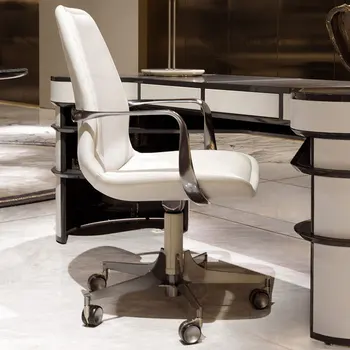 Офис стол на италианския дизайнер, съвременно лесно луксозно въртящо се подемни кожен стол-награда